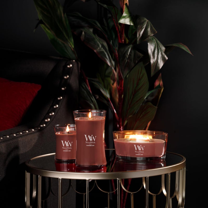WoodWick Cinnamon Chai Holiday Candle Gifts for Women and Men, 16 oz Ellipse Candle with Crackling Wick - Image 5